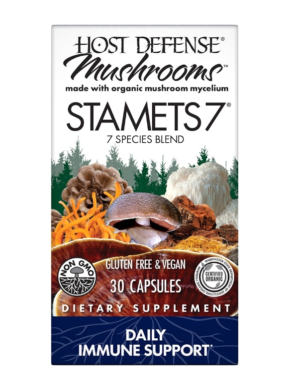 Organic Stamets 7® - 30 Vegetarian Capsules - Alternate View 2
