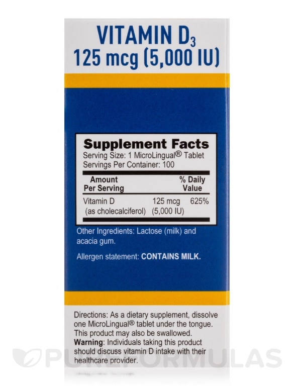 Vitamin D3 5000 IU - Extra Strength - 100 MicroLingual® Tablets - Alternate View 4