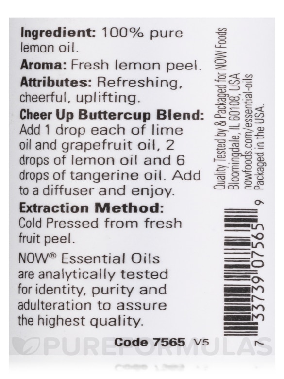 NOW® Essential Oils - Lemon Oil - 1 fl. oz (30 ml) - Alternate View 3