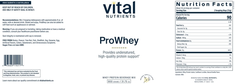 ProWhey Powder, Natural Vanilla Flavor - 900 Grams - Alternate View 4