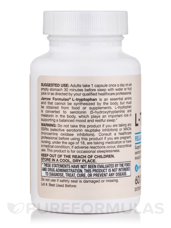 L-Tryptophan 500 mg - 60 Capsules - Alternate View 2