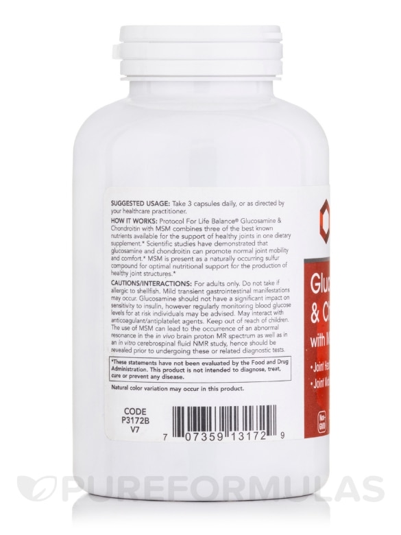 Glucosamine & Chondroitin with MSM - 180 Capsules - Alternate View 2