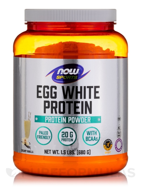 NOW® Sports - Egg White Protein, Creamy Vanilla - 1.5 lbs (680 Grams)