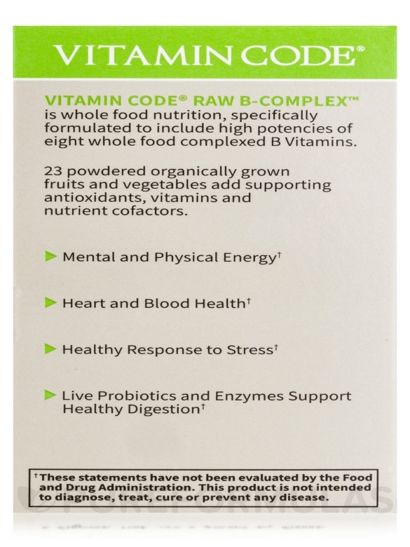 Vitamin Code® - Raw B Complex™ - 60 Vegan Capsules - Alternate View 9