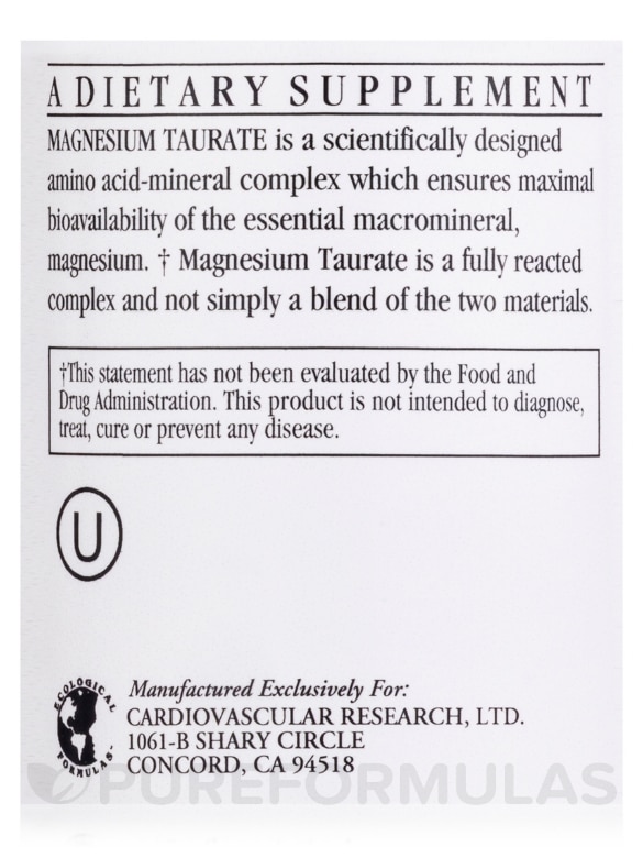 Magnesium Taurate - 180 Vegetarian Capsules - Alternate View 4