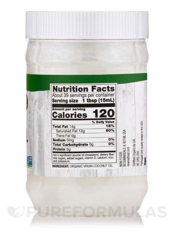 NOW Real Food® - Virgin Coconut Oil (Certified Organic) - 20 fl. oz (591 ml) - Alternate View 1
