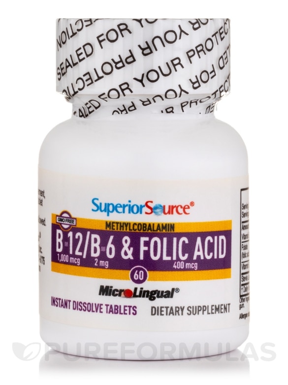 NO SHOT Methylcobalamin B12/B6/Folic Acid 400 mcg - 60 MicroLingual® Tablets - Alternate View 2