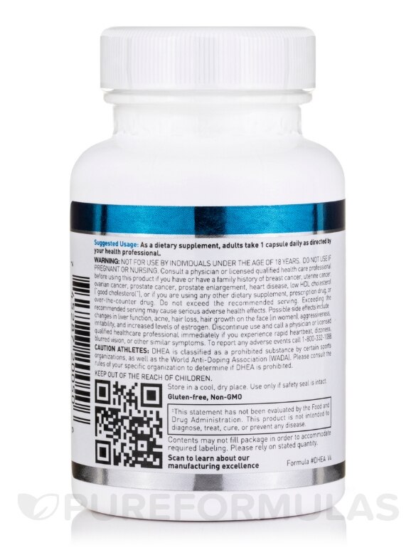 DHEA 25 mg (Micronized) - 100 Vegetarian Capsules - Alternate View 3