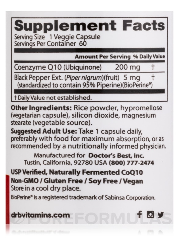 High Absorption CoQ10 with BioPerine® 200 mg - 60 Veggie Capsules - Alternate View 3