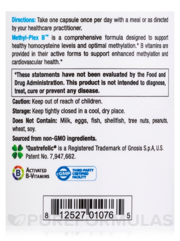 Methyl-Plex B™ - 60 Vegetable Capsules - Alternate View 4