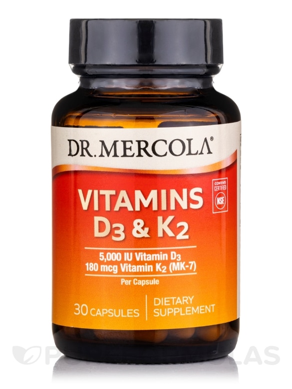 Vitamins D & K2 (5000 IU / 180 mcg) - 30 Capsules