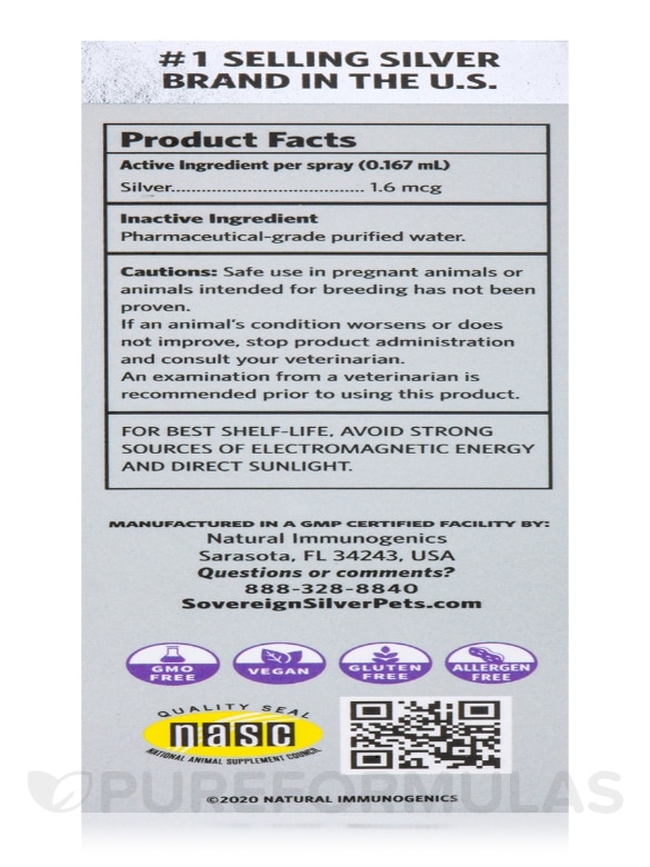 PETS Bio-Active Silver Hydrosol 10 ppm - Immune Support - 2 fl. oz (59 ml) Fine Mist Spray - Alternate View 9