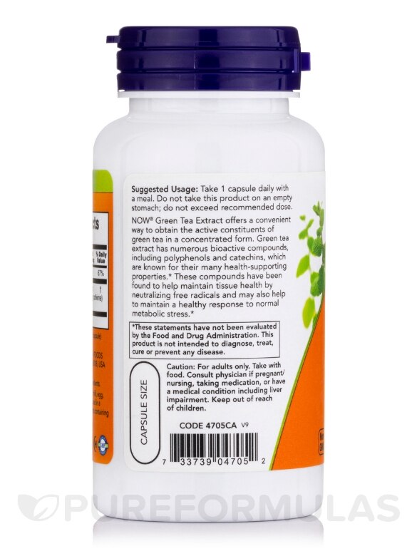 Green Tea Extract 400 mg - 100 Capsules - Alternate View 2