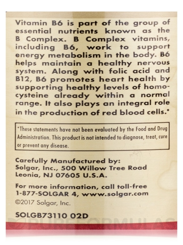 Vitamin B6 100 mg - 100 Vegetable Capsules - Alternate View 6