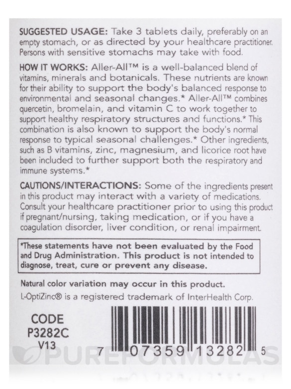 Aller-All™ Immune System Support - 60 Tablets - Alternate View 4