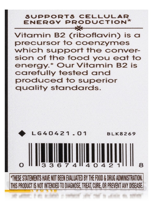 Riboflavin 100 mg (Vitamin B-2) - 100 Capsules - Alternate View 6
