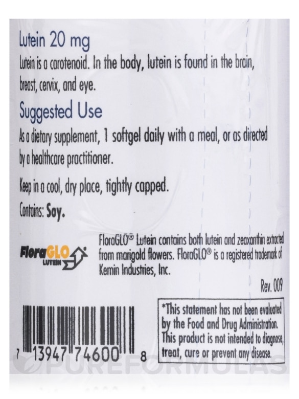 Lutein 20 mg - 60 Softgels - Alternate View 4