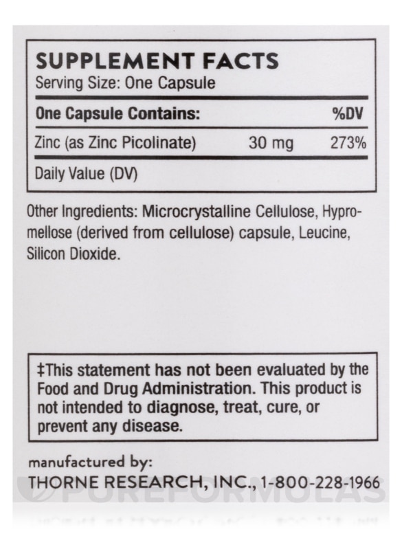 Zinc Picolinate 30 mg - NSF Certified for Sport - 60 Capsules - Alternate View 4