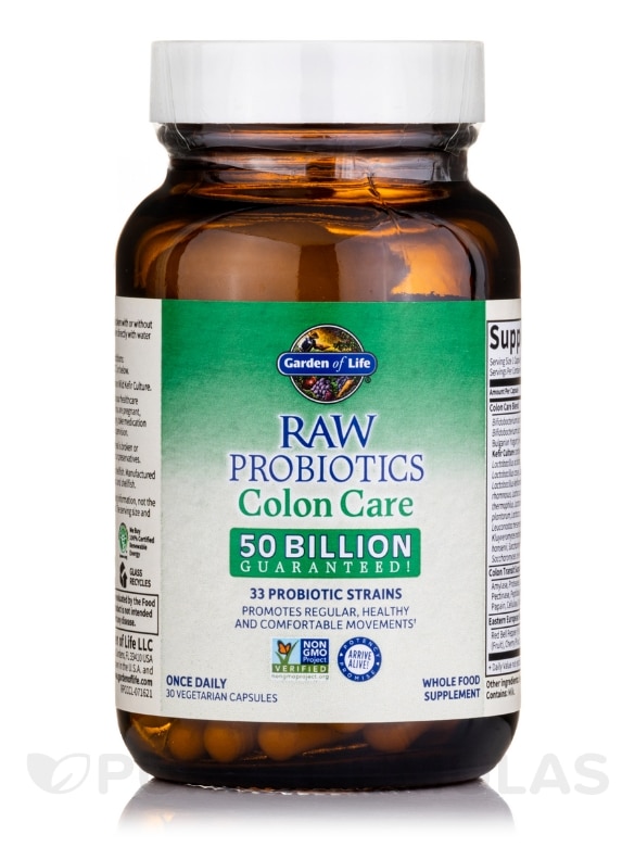 Raw Probiotics Colon Care 50 Billion - 30 Vegetarian Capsules - Alternate View 2