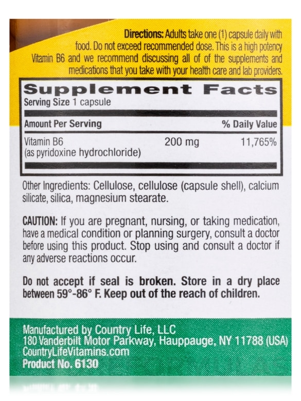 Vitamin B6 200 mg - 90 Vegan Capsules - Alternate View 3