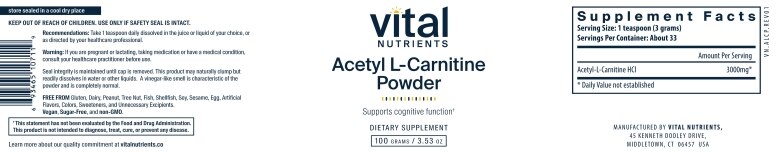 Acetyl L-Carnitine Powder - 3.53 oz (100 Grams) - Alternate View 4