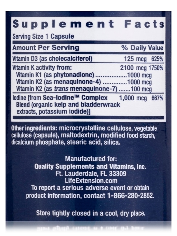 Vitamins D and K with Sea-Iodine - 60 Capsules - Alternate View 3