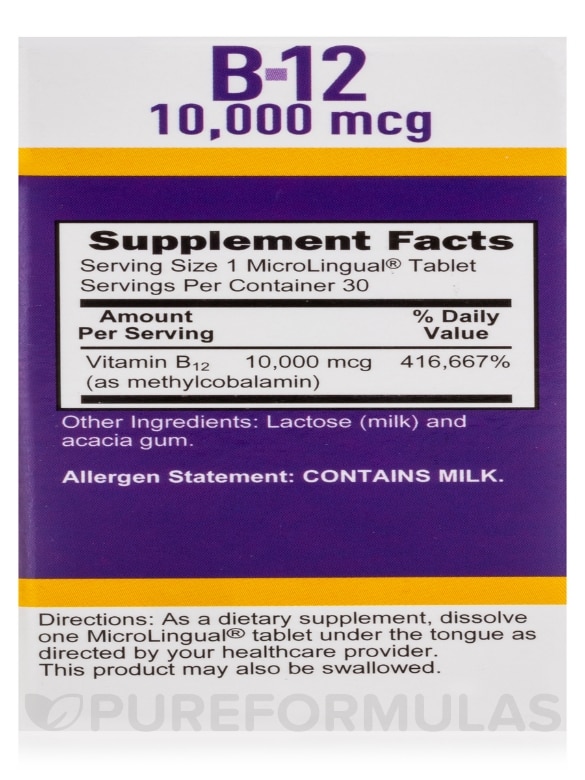 NO SHOT Methylcobalamin B-12 10,000 mcg - 30 MicroLingual® Tablets - Alternate View 7