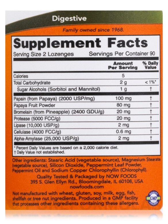 Papaya Enzymes (Chewable) - 180 Lozenges - Alternate View 3