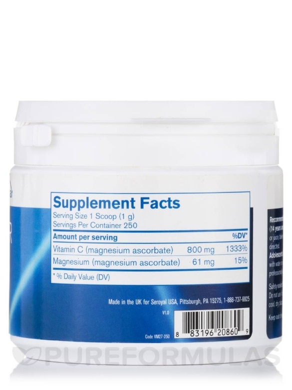 Vitamin C Powder (Magnesium Ascorbate) - 8.8 oz (250 Grams) - Alternate View 1