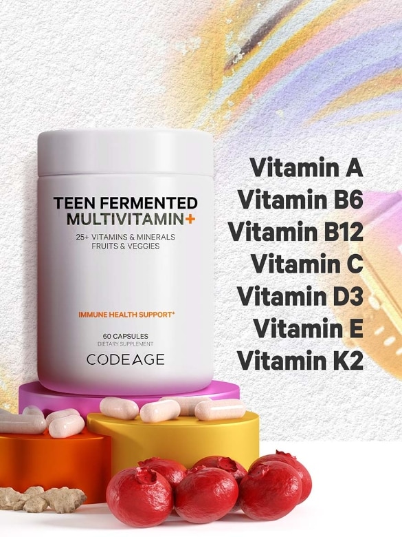 Codeage Daily Teen Multivitamins + Probiotics for Teenage Boys & Girls Vegan - 60 Capsules - Alternate View 2