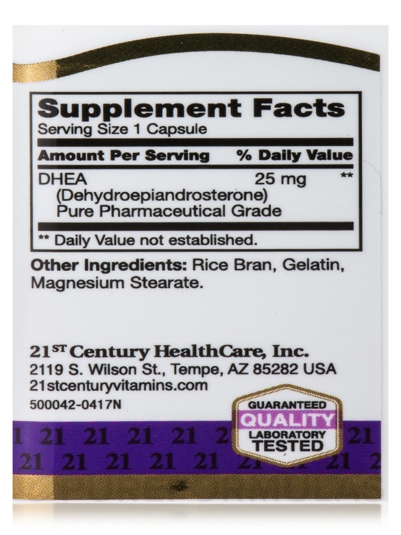 DHEA 25 mg - 90 Capsules - Alternate View 4