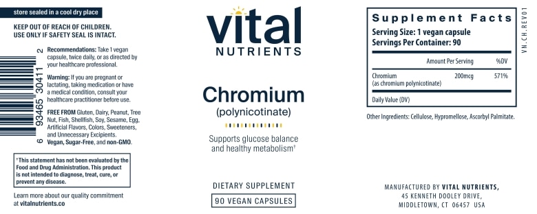 Chromium (polynicotinate) 200 mcg - 90 Vegetarian Capsules - Alternate View 4