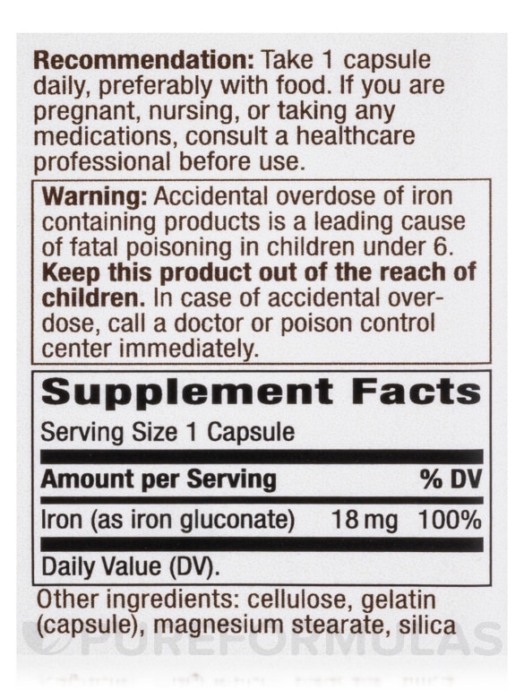 Iron 18 mg - 100 Capsules - Alternate View 4
