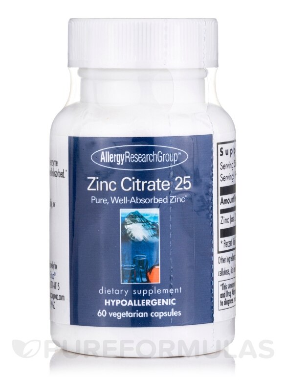 Zinc Citrate 25 mg - 60 Vegetarian Capsules