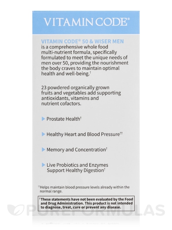 Vitamin Code® - 50 & Wiser Men - 240 Vegetarian Capsules - Alternate View 6