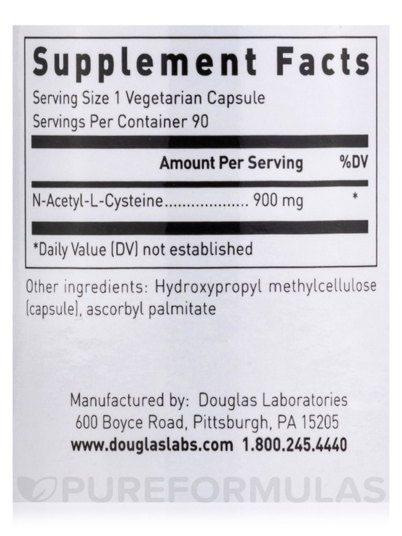 N-Acetyl-L-Cysteine 900 mg - 90 Vegetarian Capsules - Alternate View 4