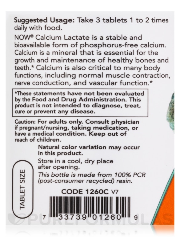 Calcium Lactate - 250 Tablets - Alternate View 4