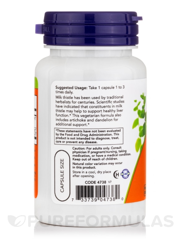 Milk Thistle Extract 300 mg (Double Strength) - 50 Veg Capsules - Alternate View 2