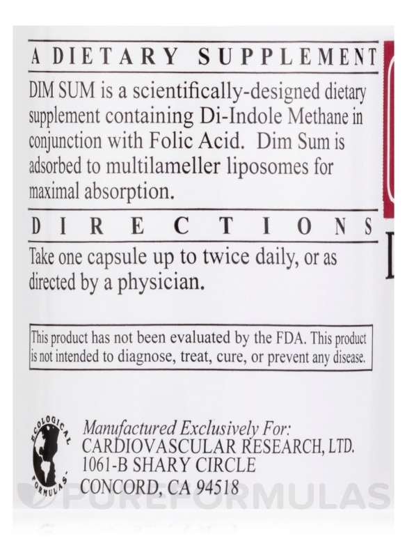 Dim Sum (Di-Indole Methane) 50 mg - 120 Capsules - Alternate View 4