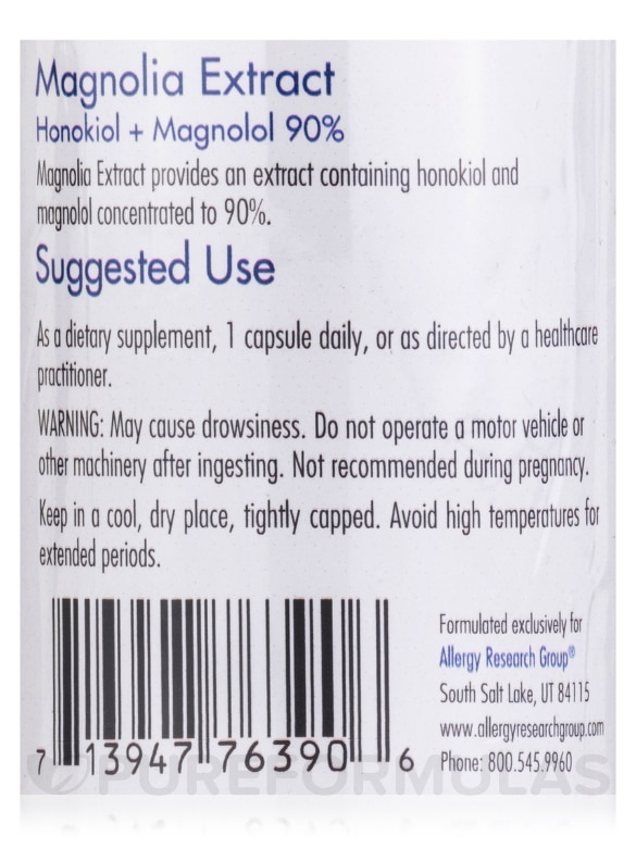 Magnolia Extract Honokiol + Magnolol 90% - 120 Vegetarian Capsules - Alternate View 4