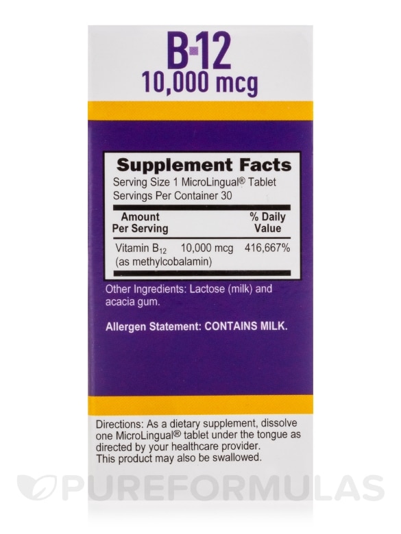 NO SHOT Methylcobalamin B-12 10,000 mcg - 30 MicroLingual® Tablets - Alternate View 4