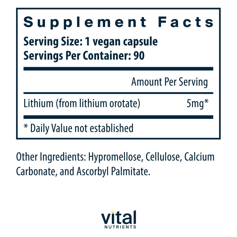 Lithium (orotate) 5 mg - 90 Vegetarian Capsules - Alternate View 5