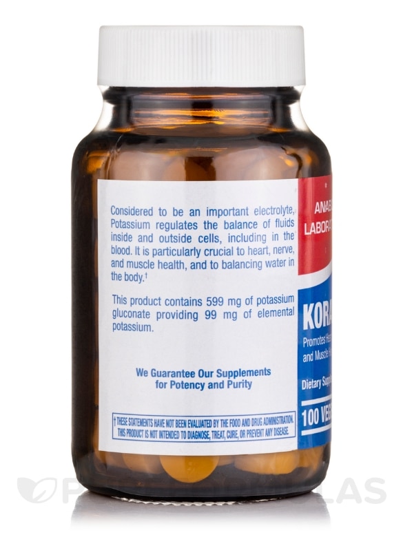 Koratate (Potassium) 99 mg - 100 Vegetarian Tablets - Alternate View 3