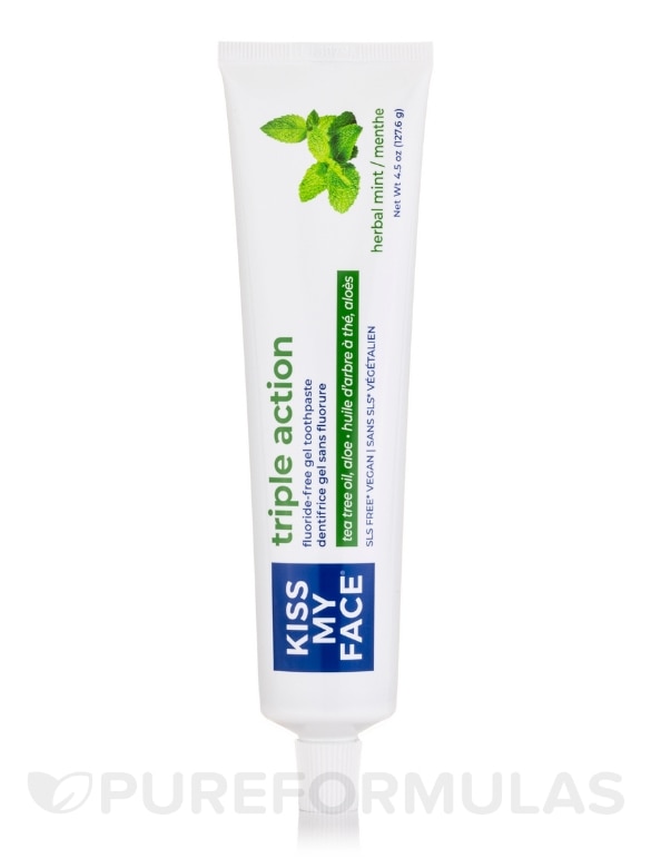 Triple Action Cool Mint Gel Fluoride Free Toothpaste - 4.5 oz (127.6 Grams) - Alternate View 2