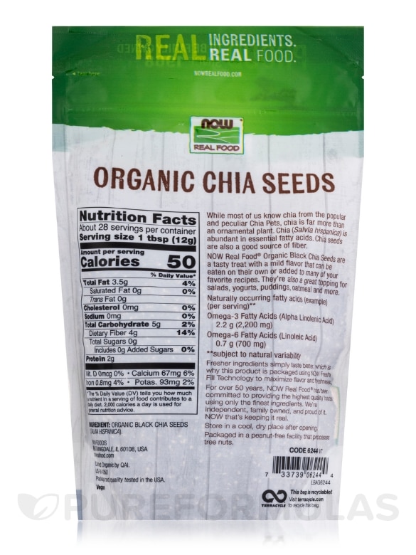 NOW Real Food® - Organic Chia Seeds - 12 oz (340 Grams) - Alternate View 1