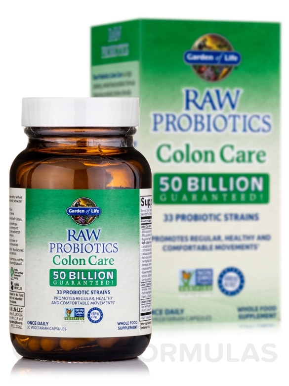 Raw Probiotics Colon Care 50 Billion - 30 Vegetarian Capsules - Alternate View 1