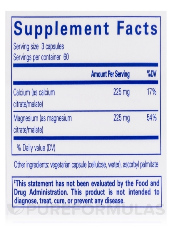 Calcium Magnesium (citrate/malate) - 180 Capsules - Alternate View 4