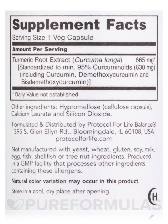 Curcumin (Turmeric Root Extract) 665 mg - 60 Veg Capsules - Alternate View 3