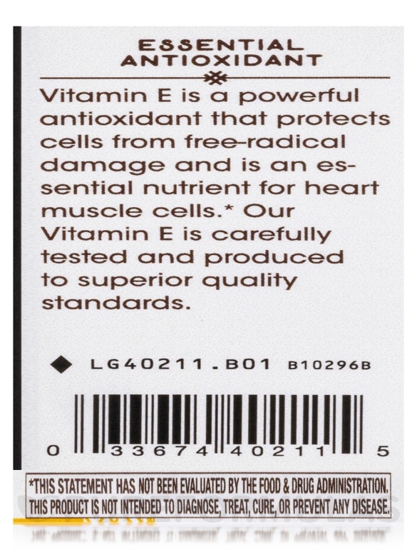 Vitamin E 400 IU (D-Alpha Tocopherol) - 100 Softgels - Alternate View 6