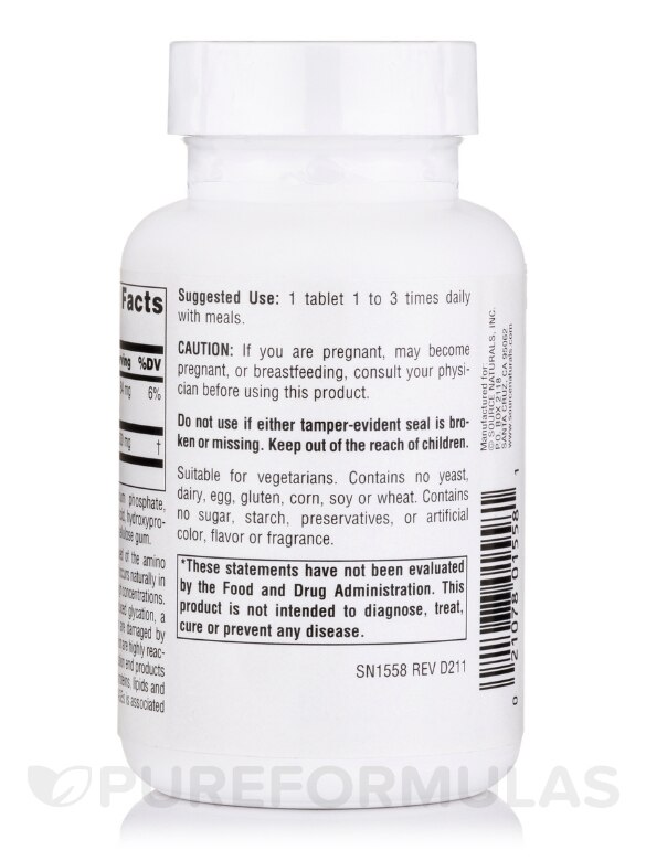 L-Carnosine 500 mg - 60 Tablets - Alternate View 2